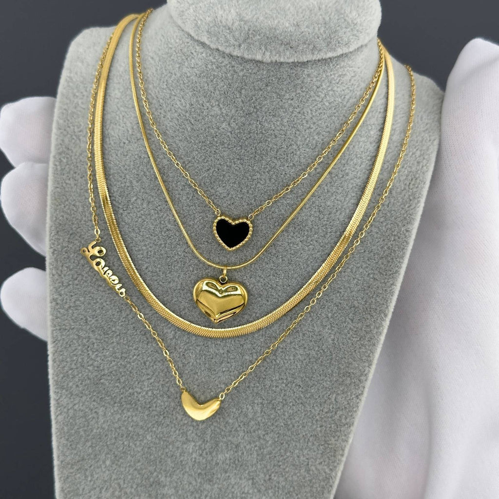 Heart Necklace, 18K Gold Plated Steel