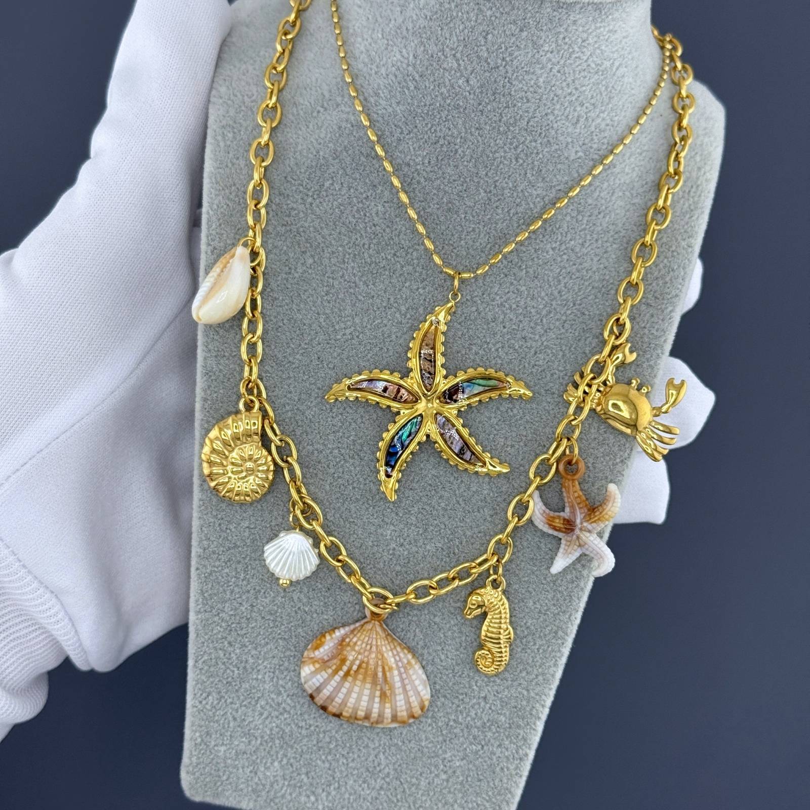 Flower Necklace, 18K Gold Plated Steel