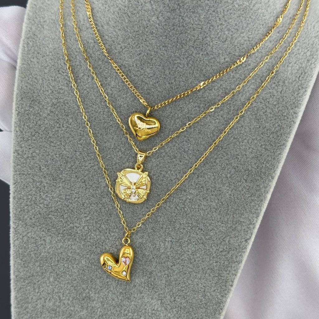 Butterfly Necklace, 18K Gold Plated Steel