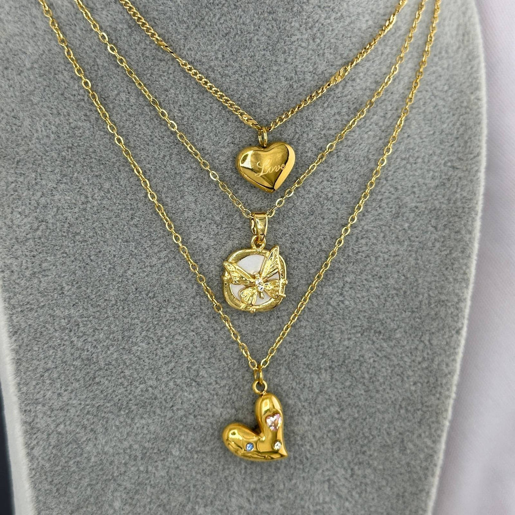Butterfly Necklace, 18K Gold Plated Steel