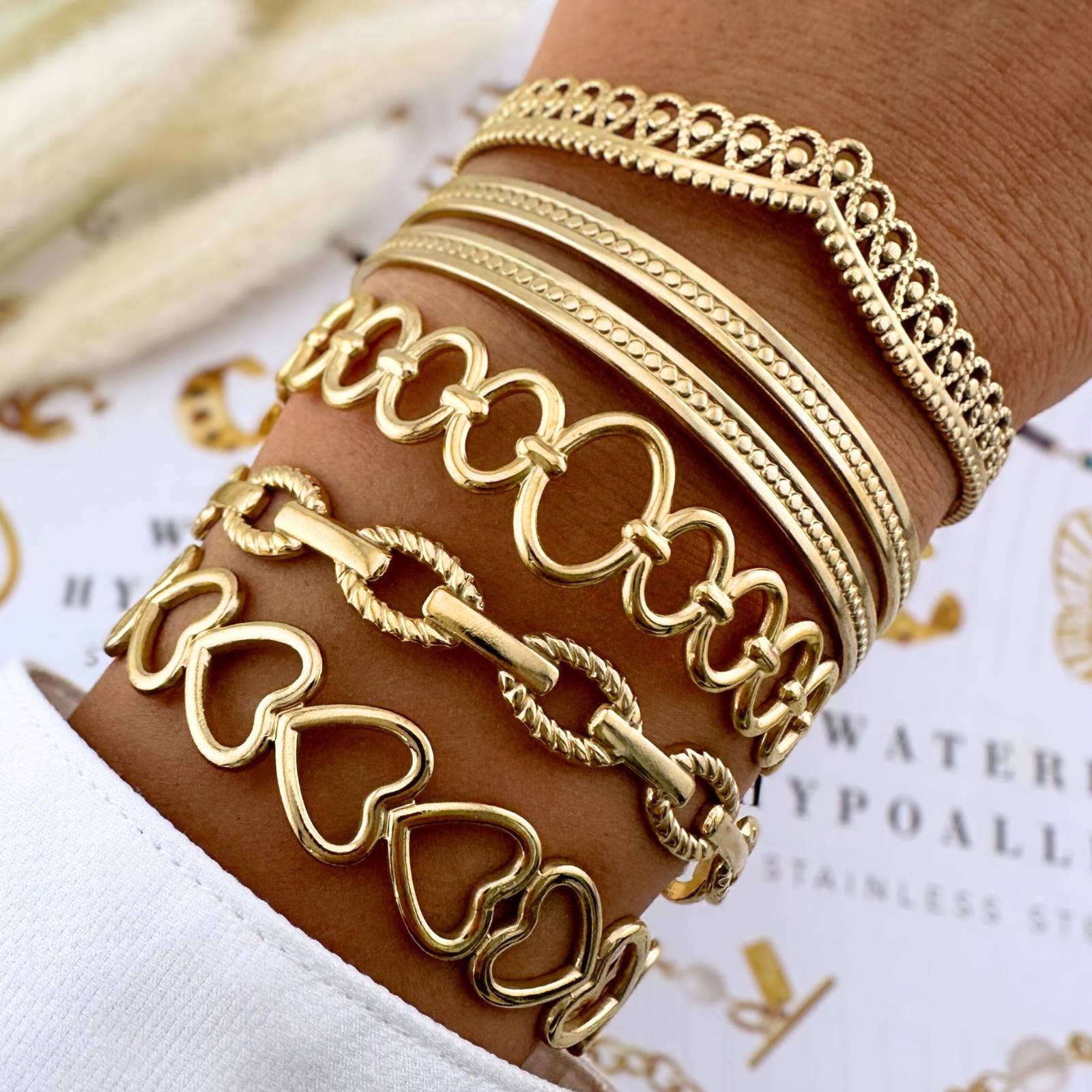 Bracelet, 18K Gold Plated Steel