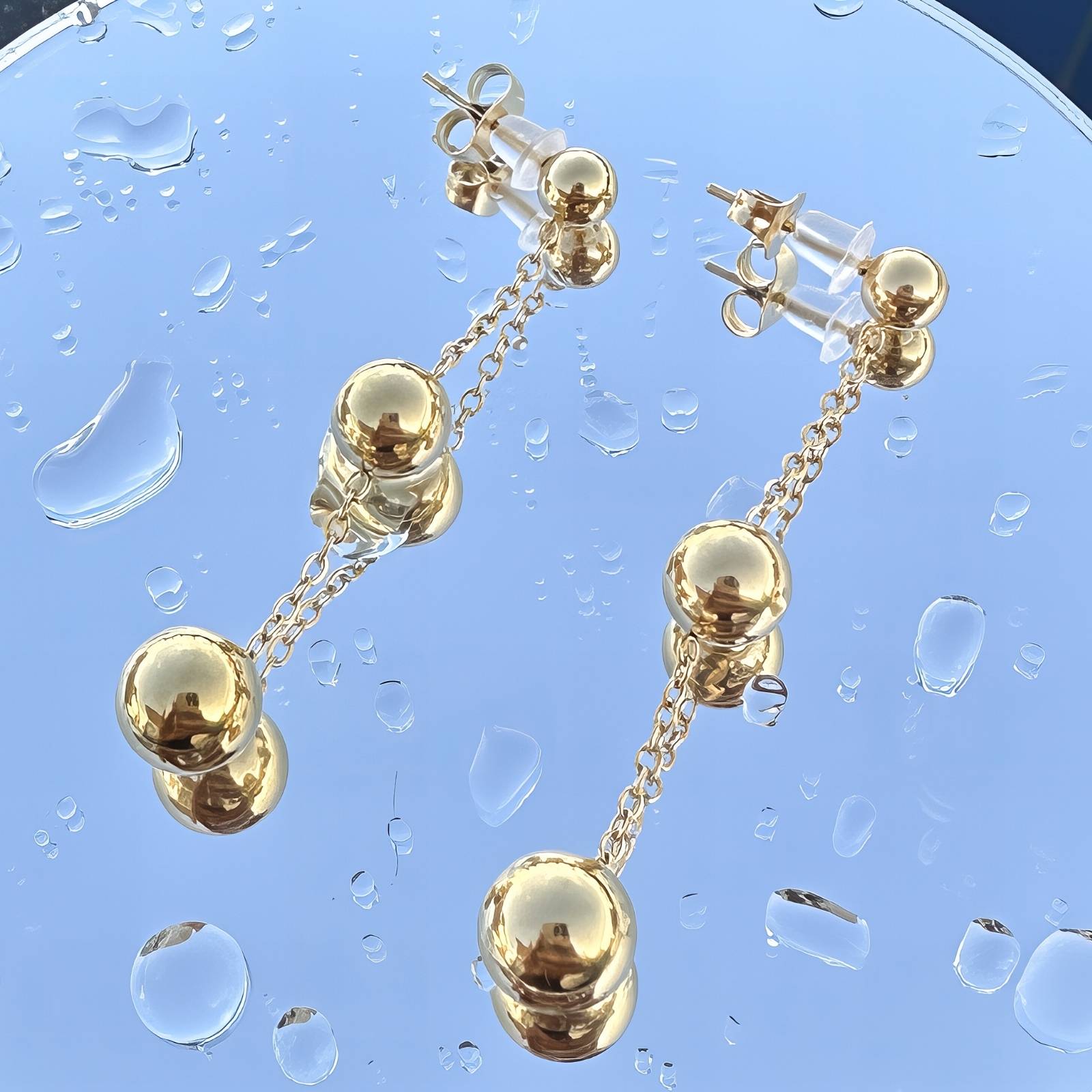 VYRA Waterproof Gold Drop Stud Earrings - tarnish-free hypoallergenic jewellery NZ AU