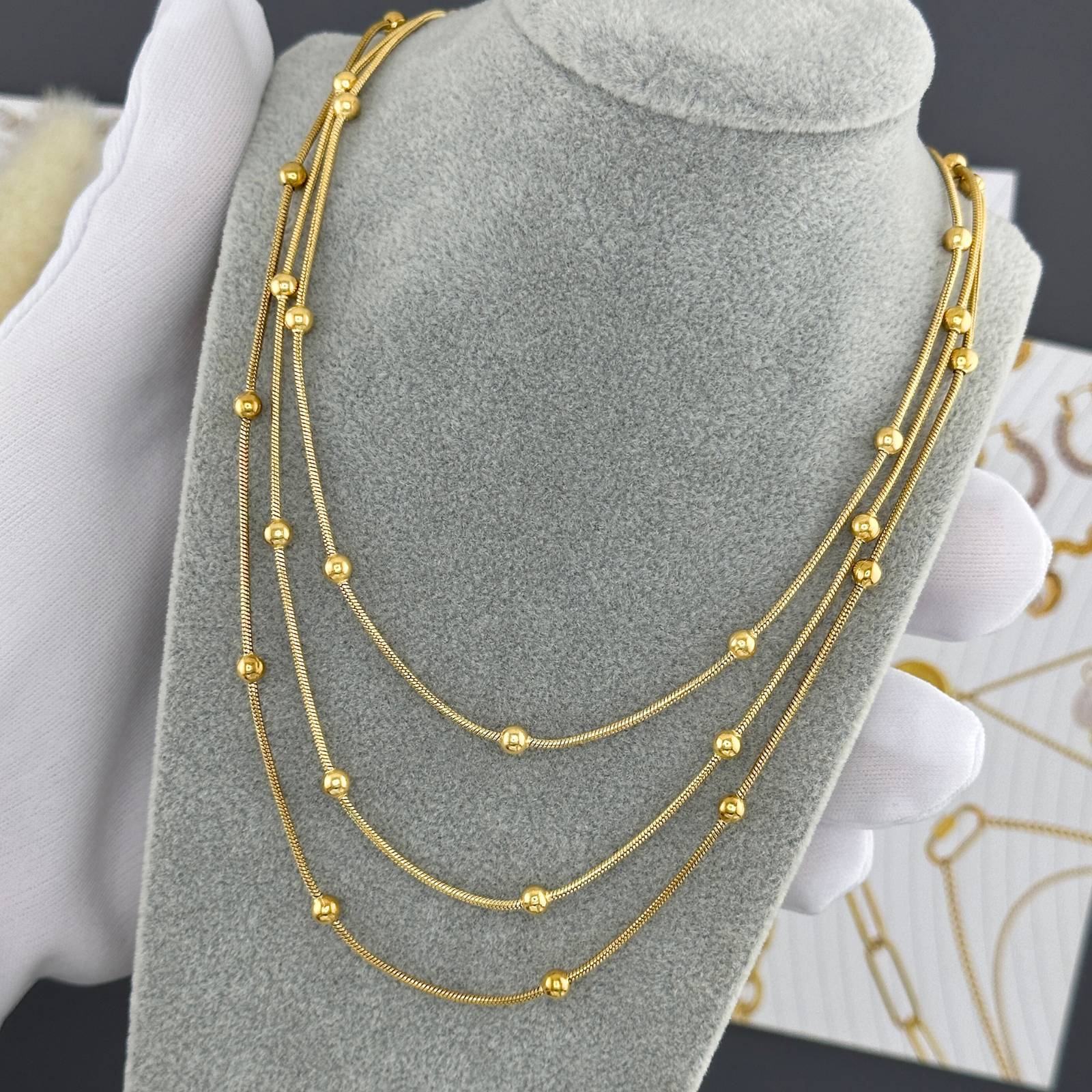 Necklace, 18K Gold Plated Steel