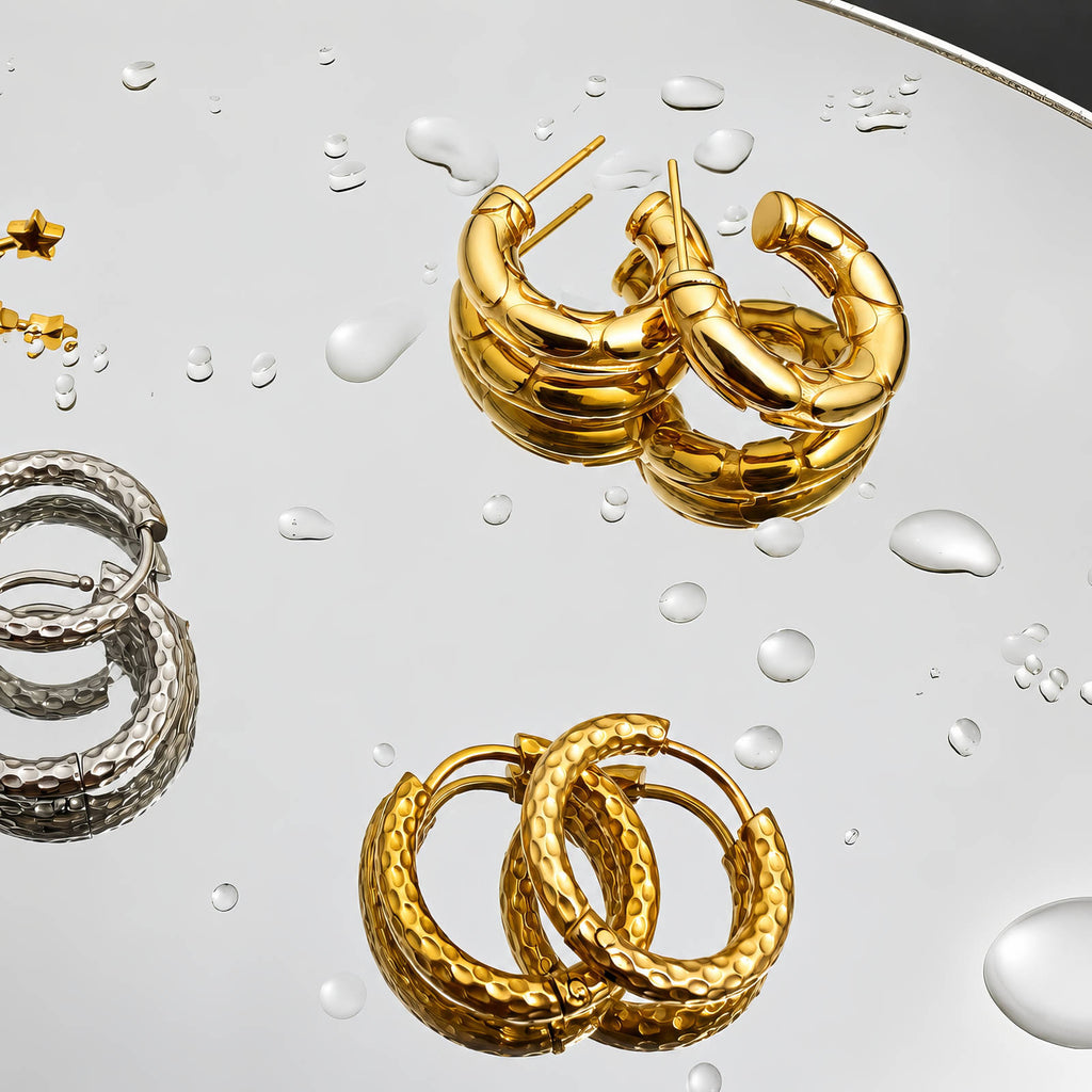 VYRA Waterproof Gold Hoop Earrings - tarnish-free hypoallergenic jewellery NZ AU
