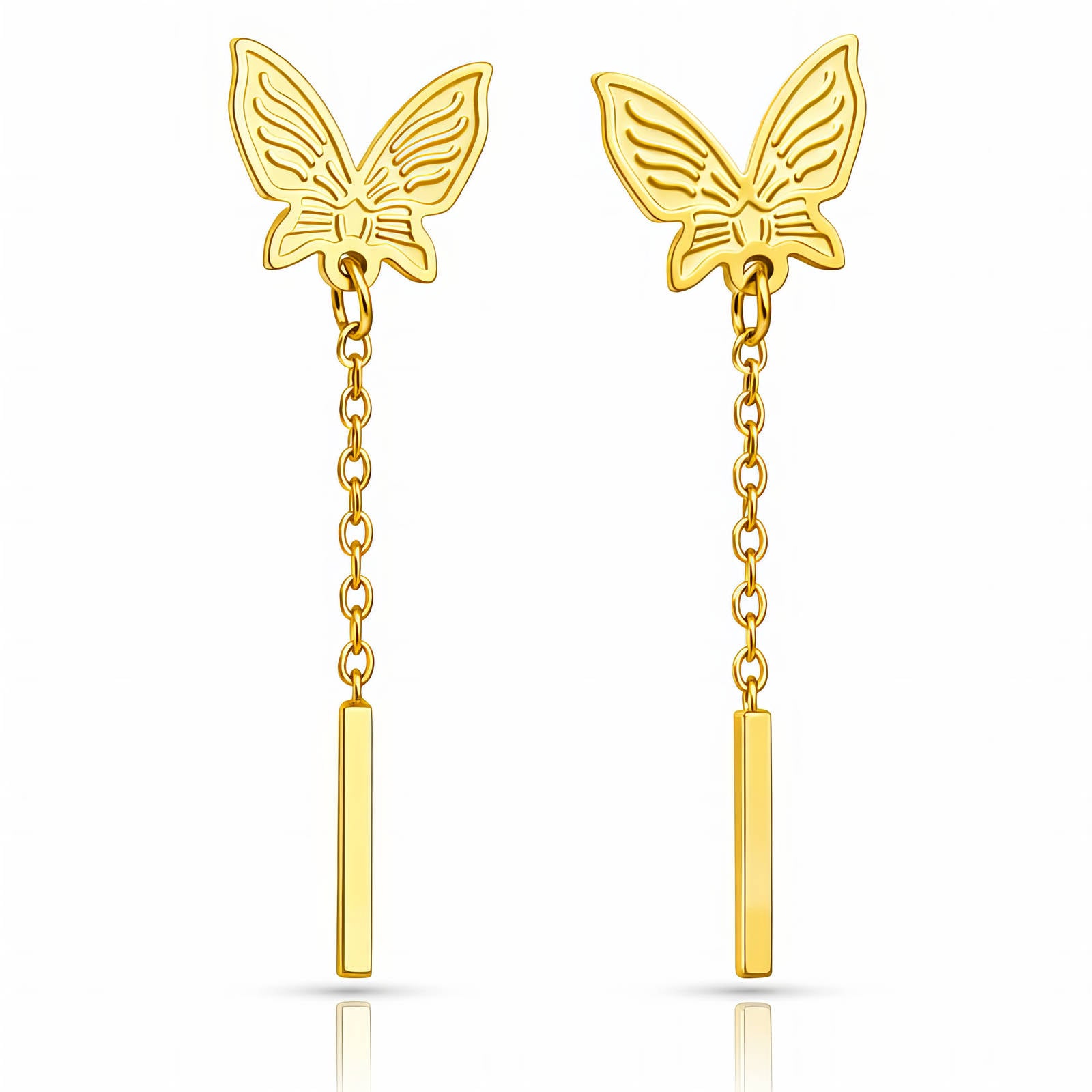 Golden Wings Vertical Earrings