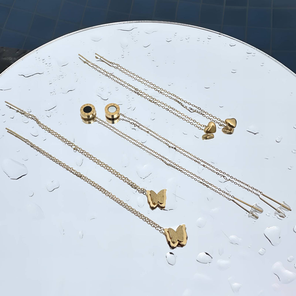 Butterflies Earrings, 18K Gold Plated Steel