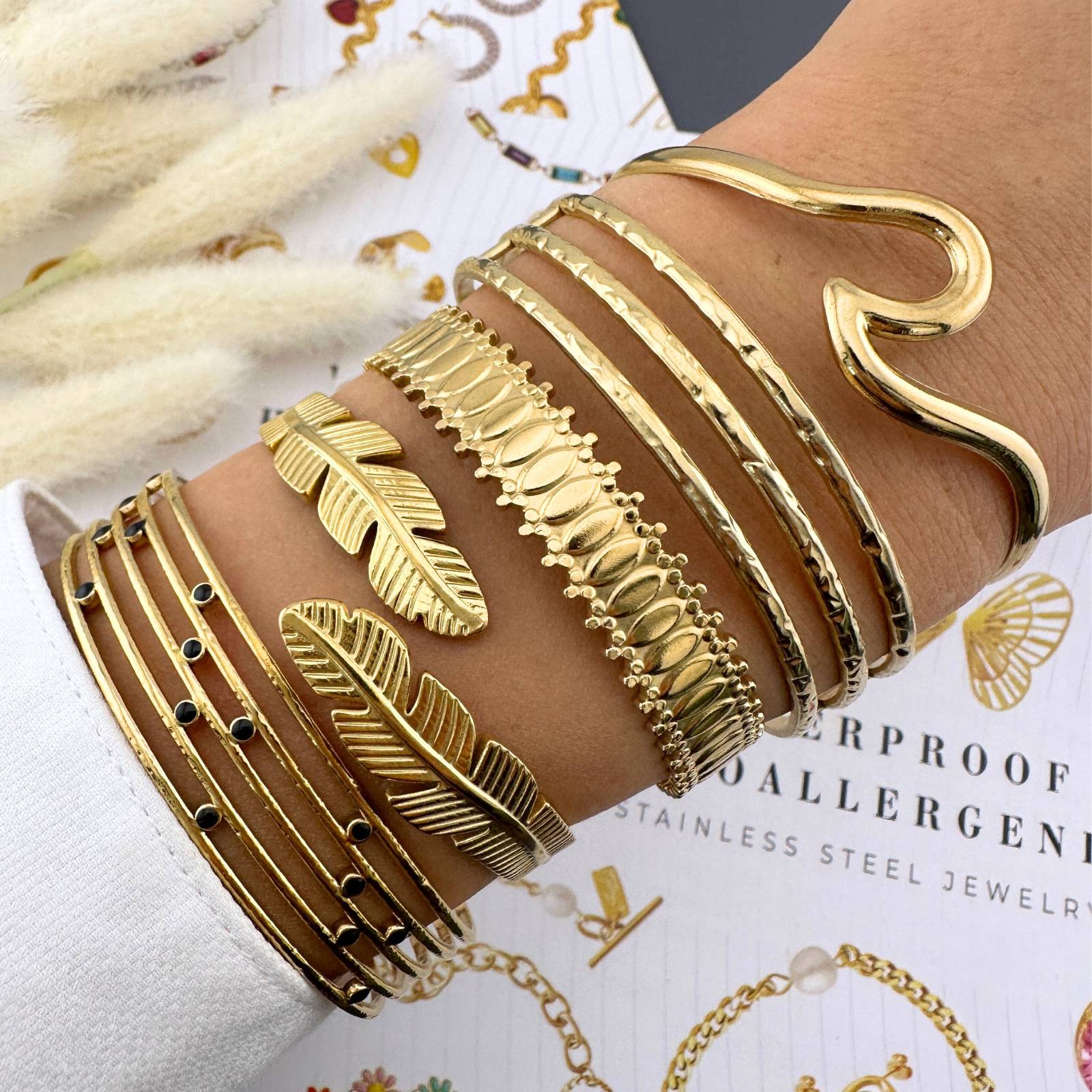 Bracelet, 18K Gold Plated Steel