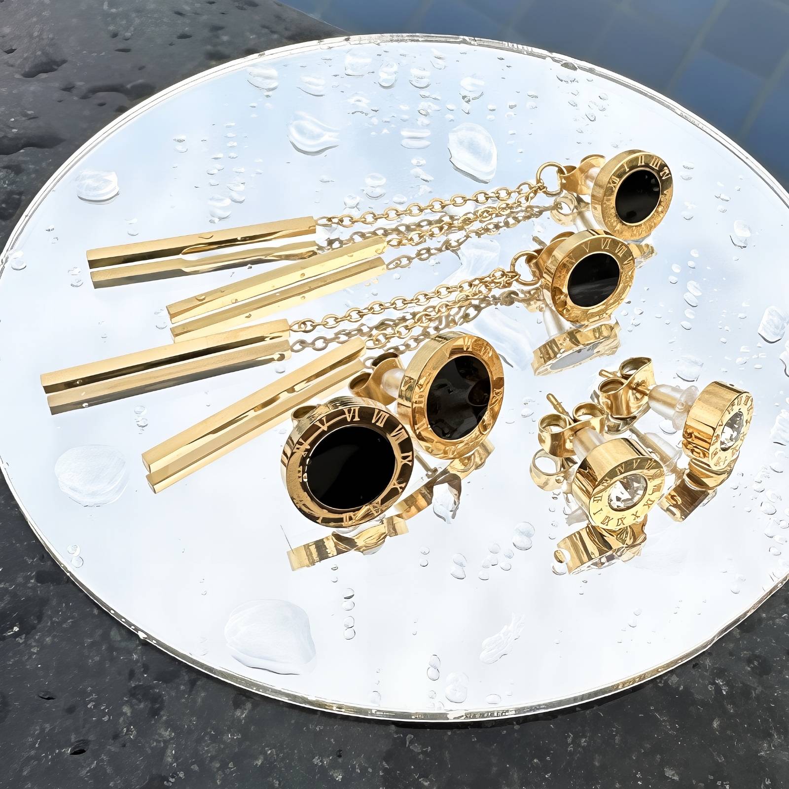 Roman Numeral Medallion Earring