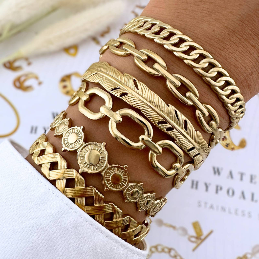 Bracelet, 18K Gold Plated Steel