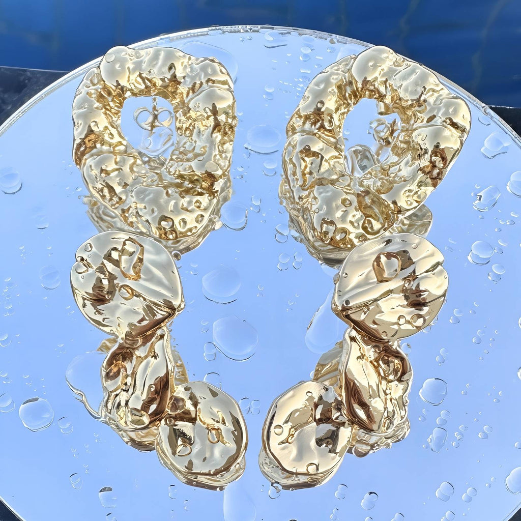 Earrings, 18K Gold Plated Steel