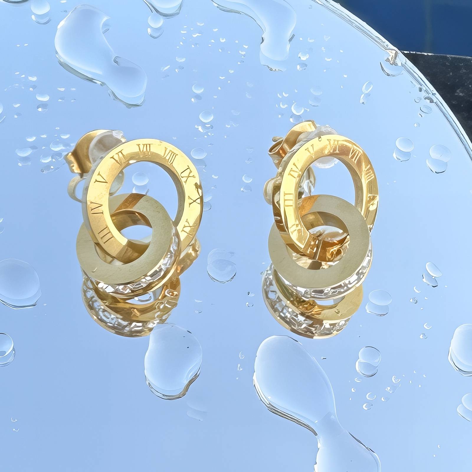 Interlocking Roman Numeral Drop Studs
