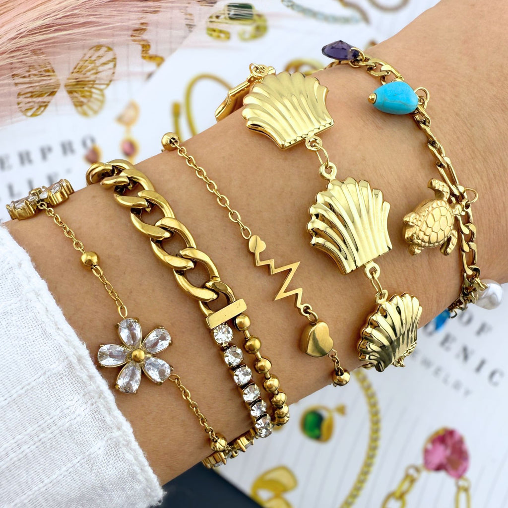 Turtle Bracelet, 18K Gold Plated Steel