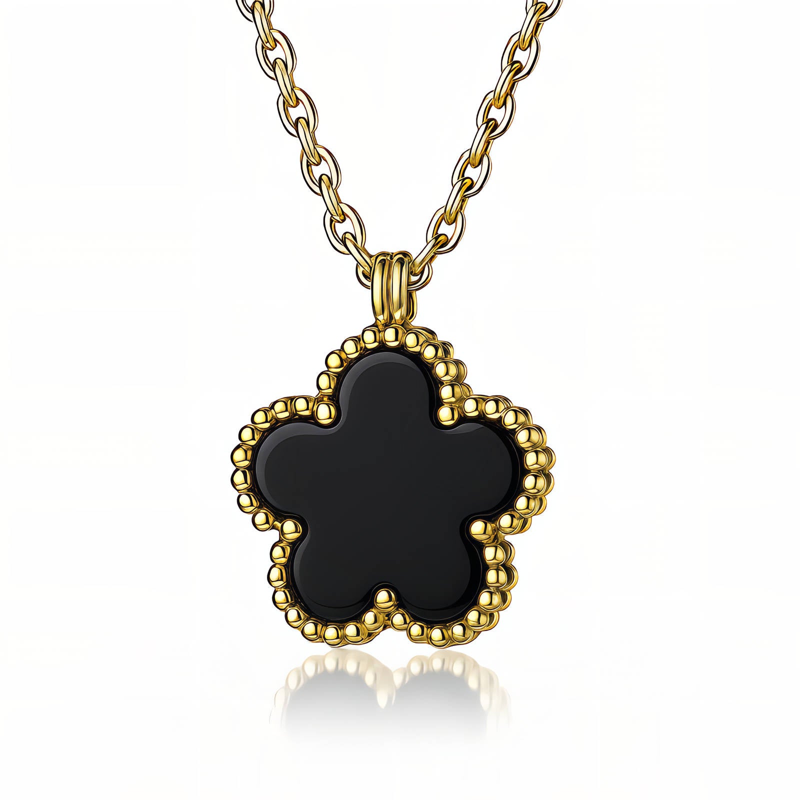 The Onyx Night Clover Necklace
