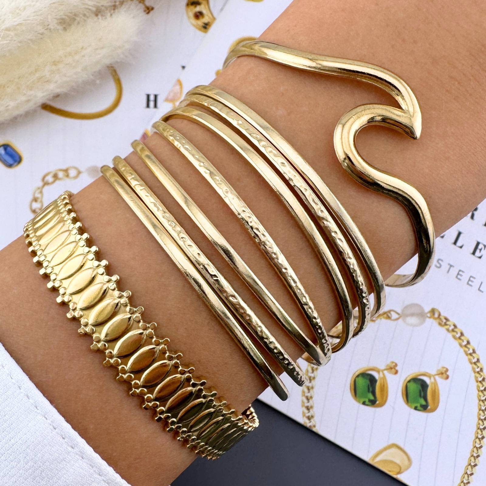 Bracelet, 18K Gold Plated Steel