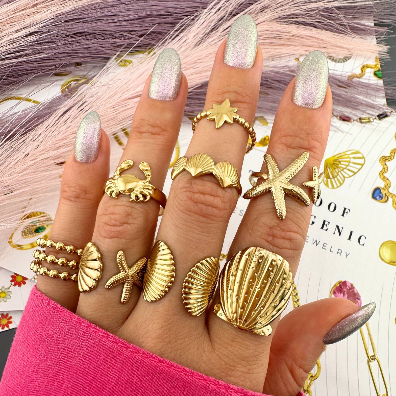 Golden Starfish Shore Ring