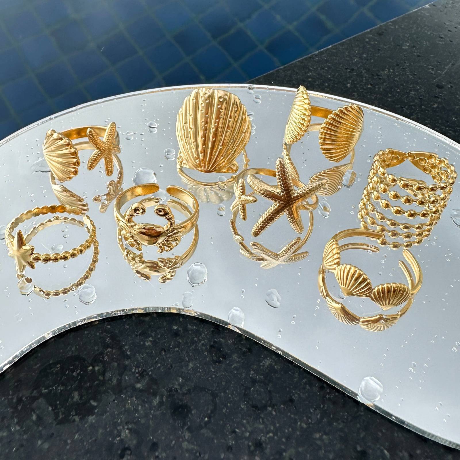 Golden Starfish Shore Ring