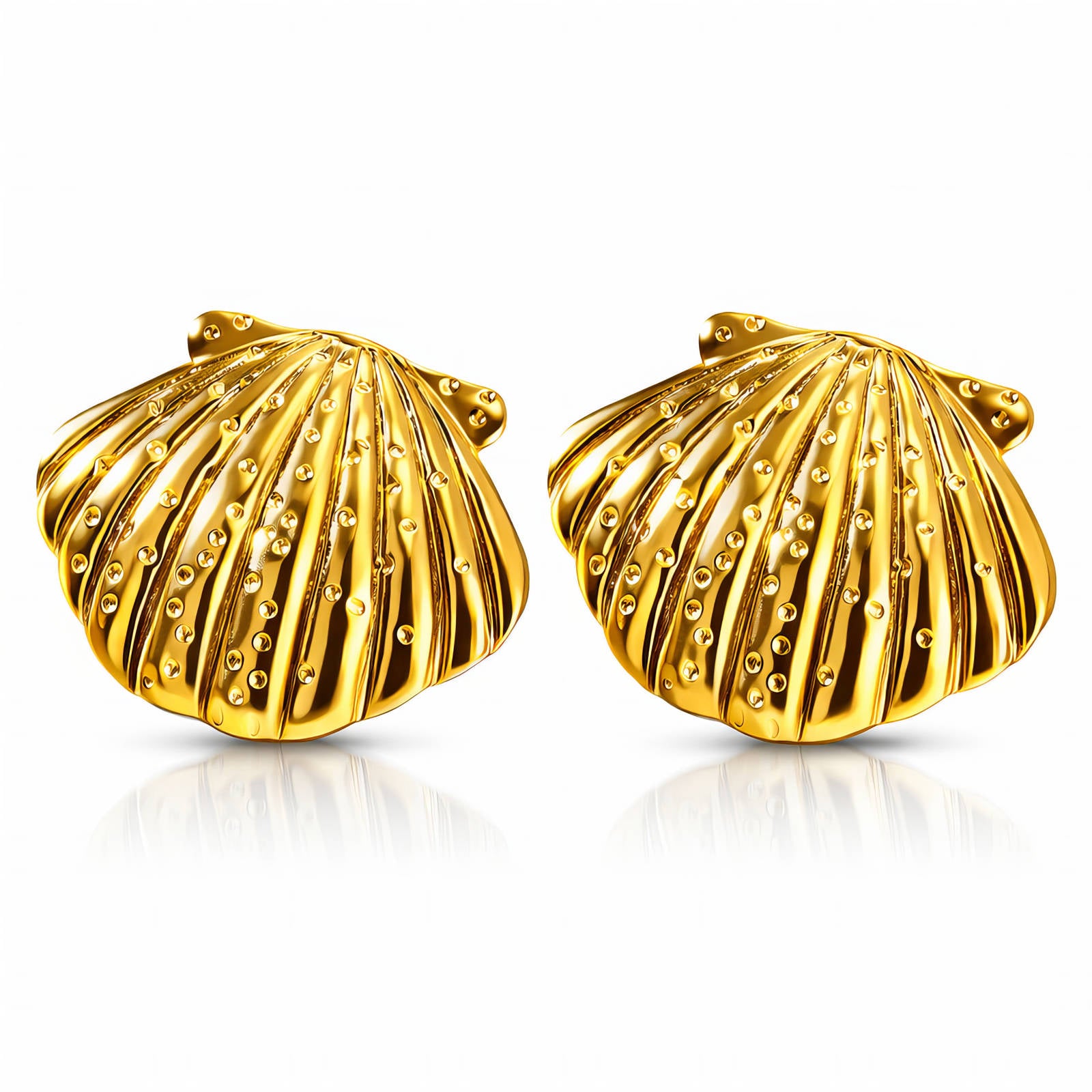 Golden Pearl-Ridge Shells Earrings