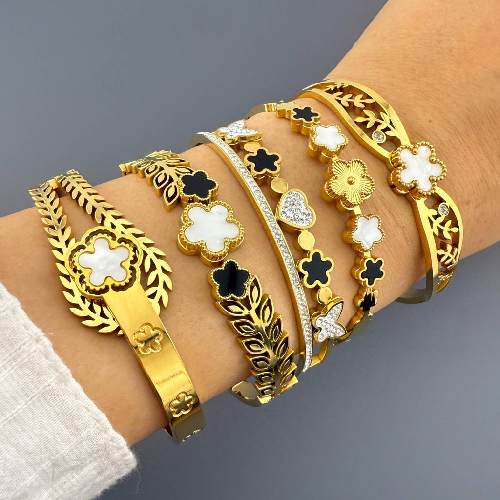 Flower Meadow Bracelet, 18K Gold Plated Steel