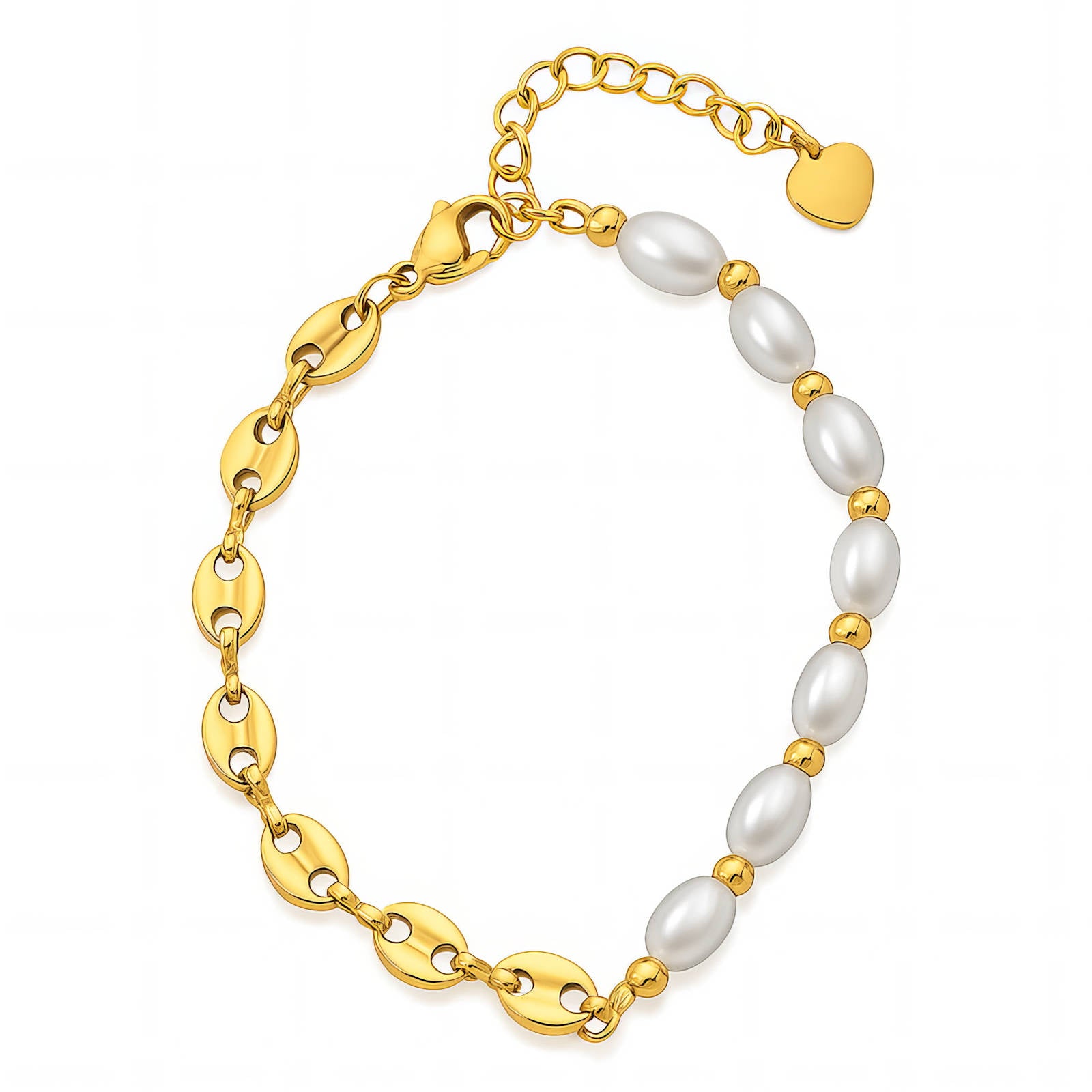 Pearl & Gilded Bean Fusion Bracelet