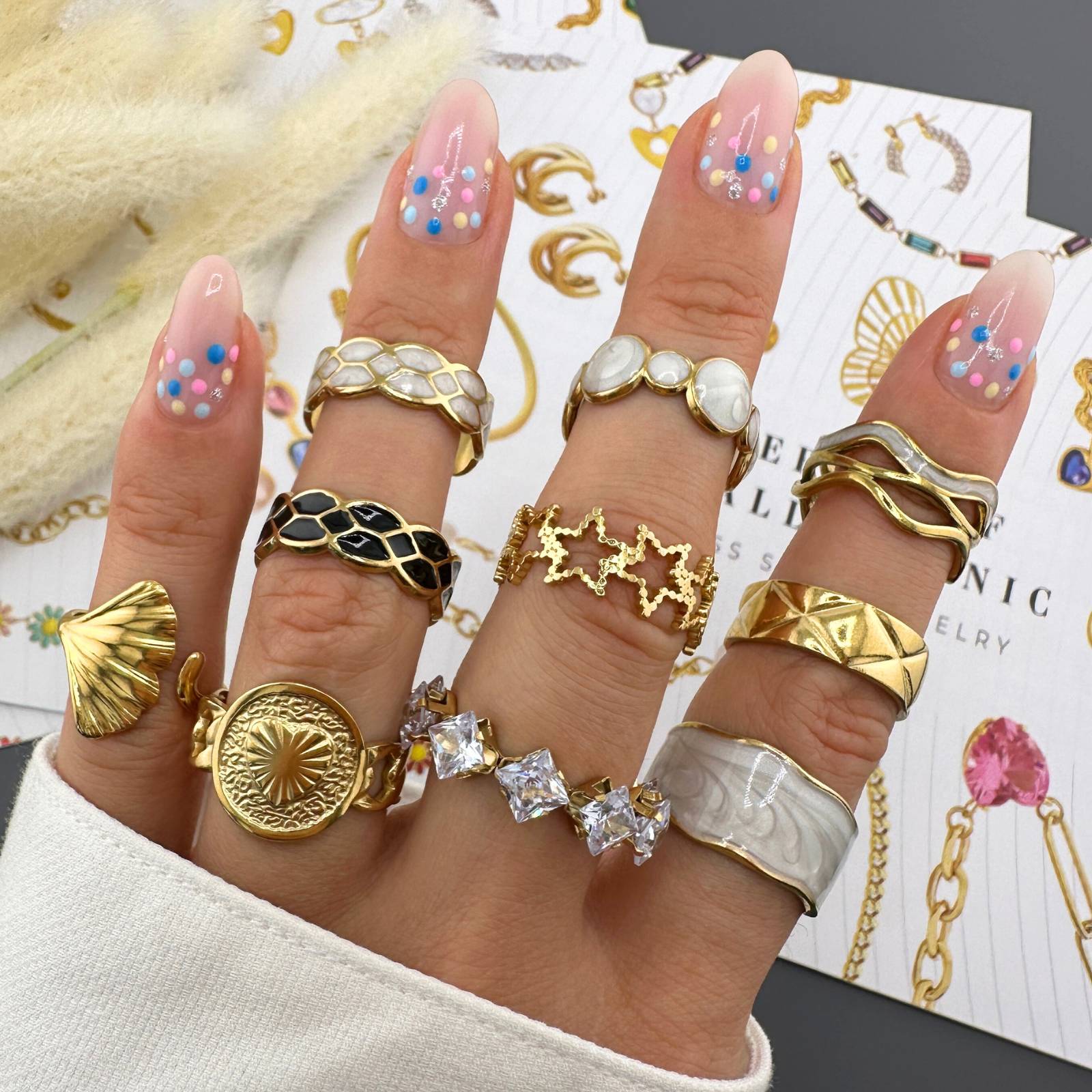 Gilded Wave Enamel Ring