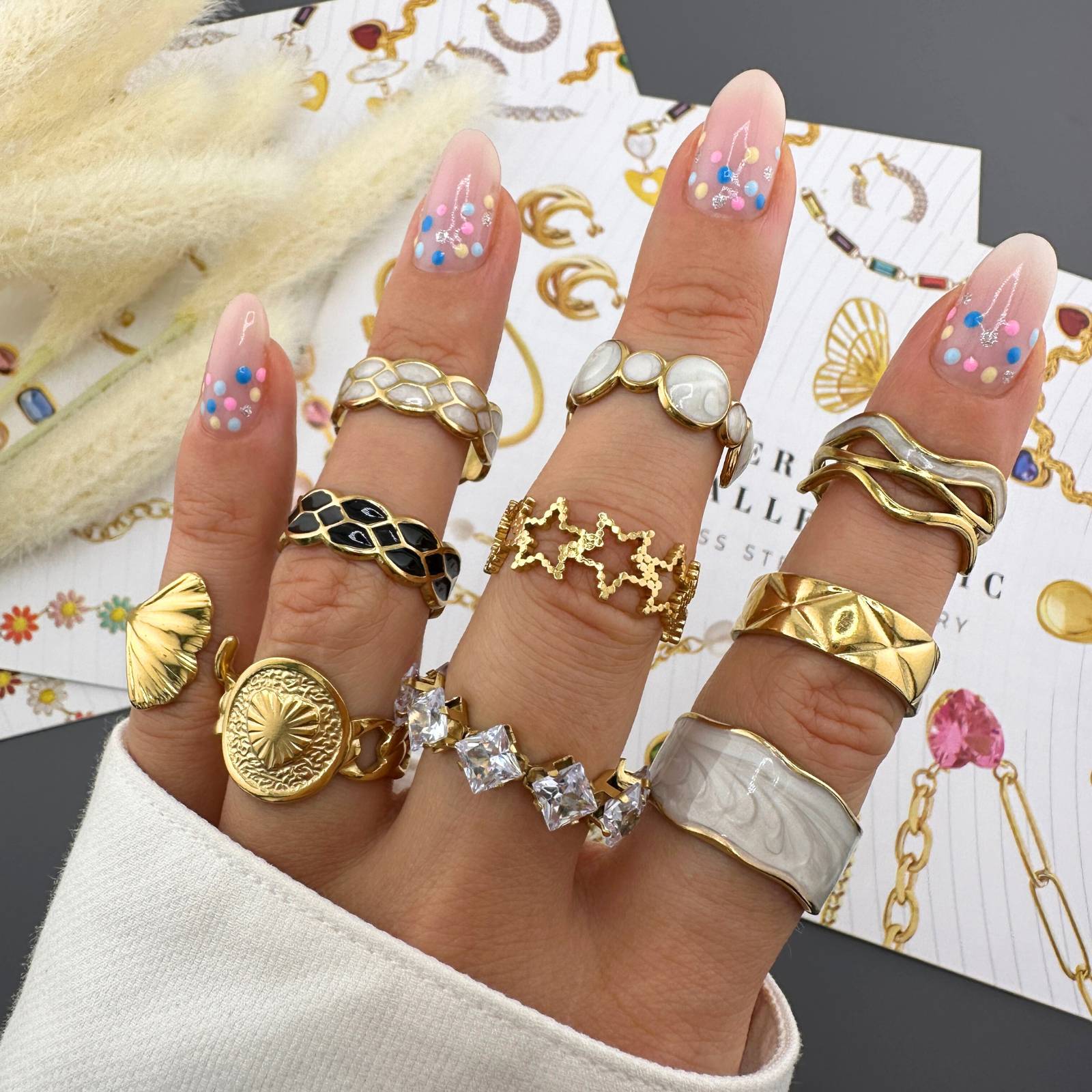 Gilded Wave Enamel Ring