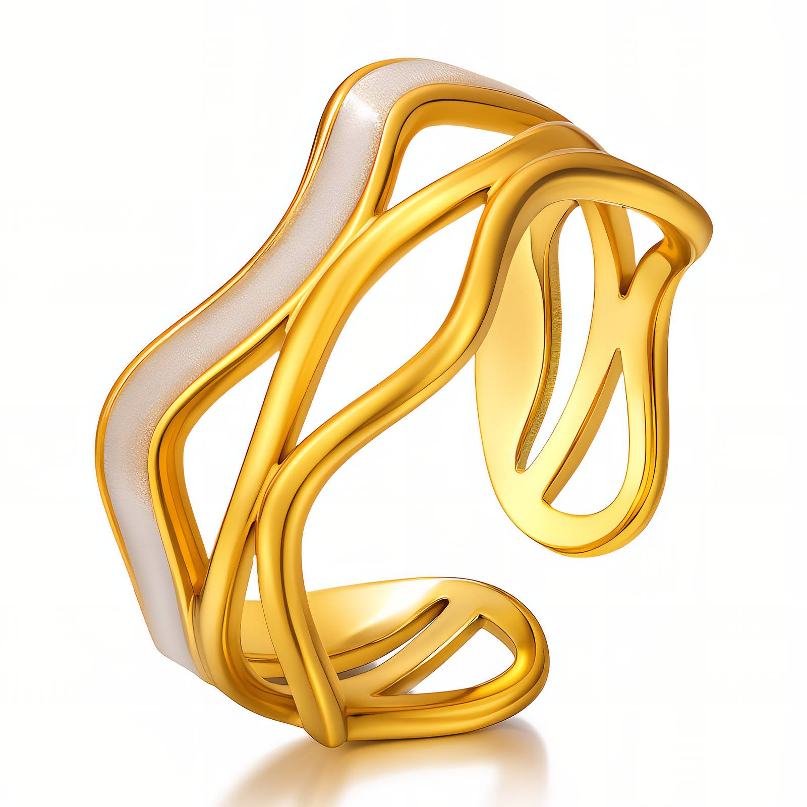 Gilded Wave Enamel Ring