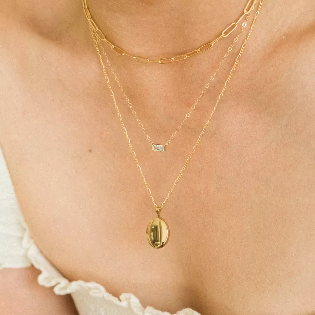 Necklace, 18K Gold Plated Steel