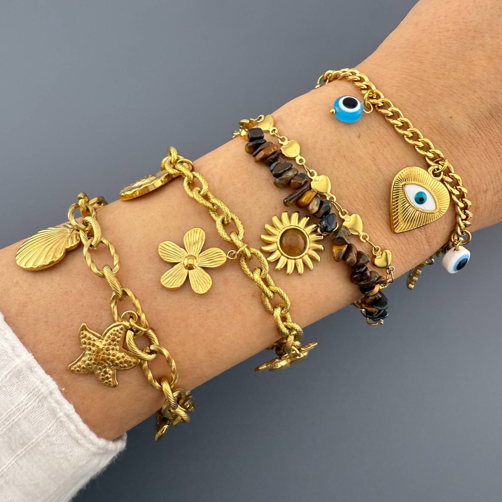 Sun Bracelet, 18K Gold Plated Steel