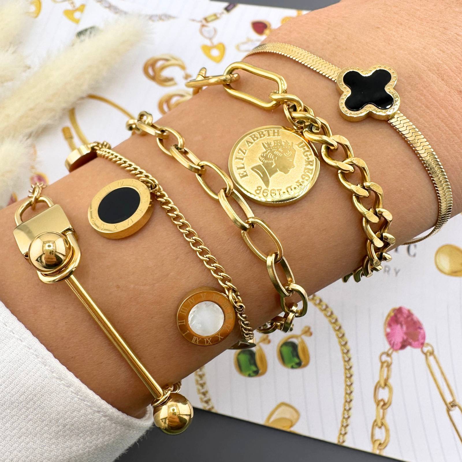Bracelet, 18K Gold Plated Steel