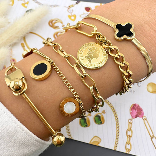Bracelet, 18K Gold Plated Steel