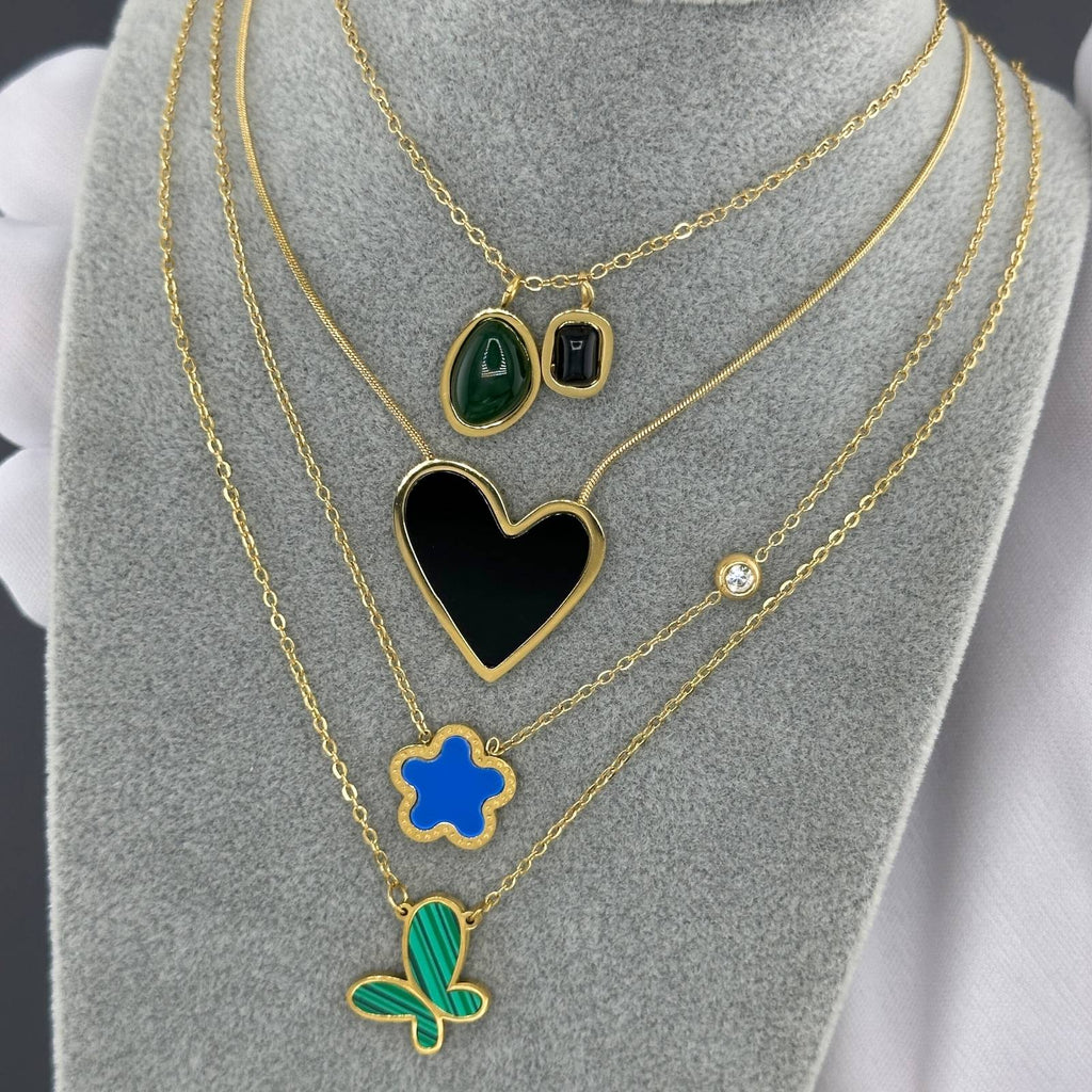 Heart Necklace, 18K Gold Plated Steel