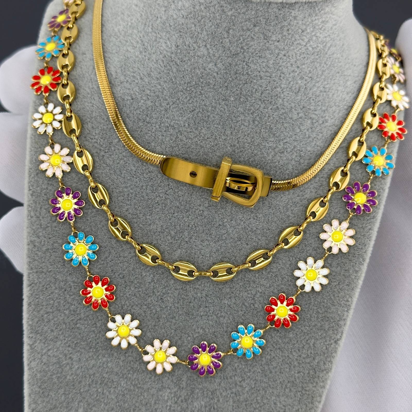 Necklace, 18K Gold Plated Steel