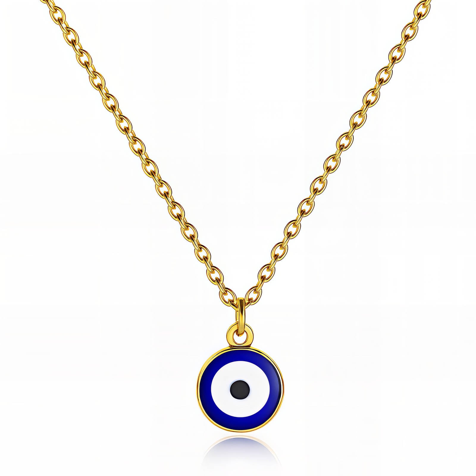 Evil Eye Necklace, 18K Gold Plated Steel