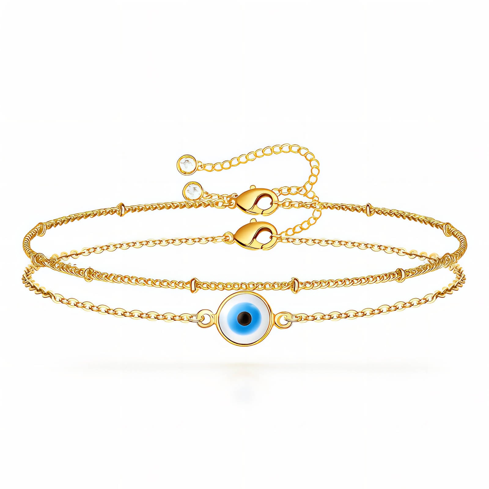 Luna Tiered Evil Eye Waterproof Gold Bracelet for Women by VYRA Jewellery - waterproof tarnish-resistant gold bracelet