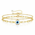 Evil Eye Bracelet, 18K Gold Plated Steel