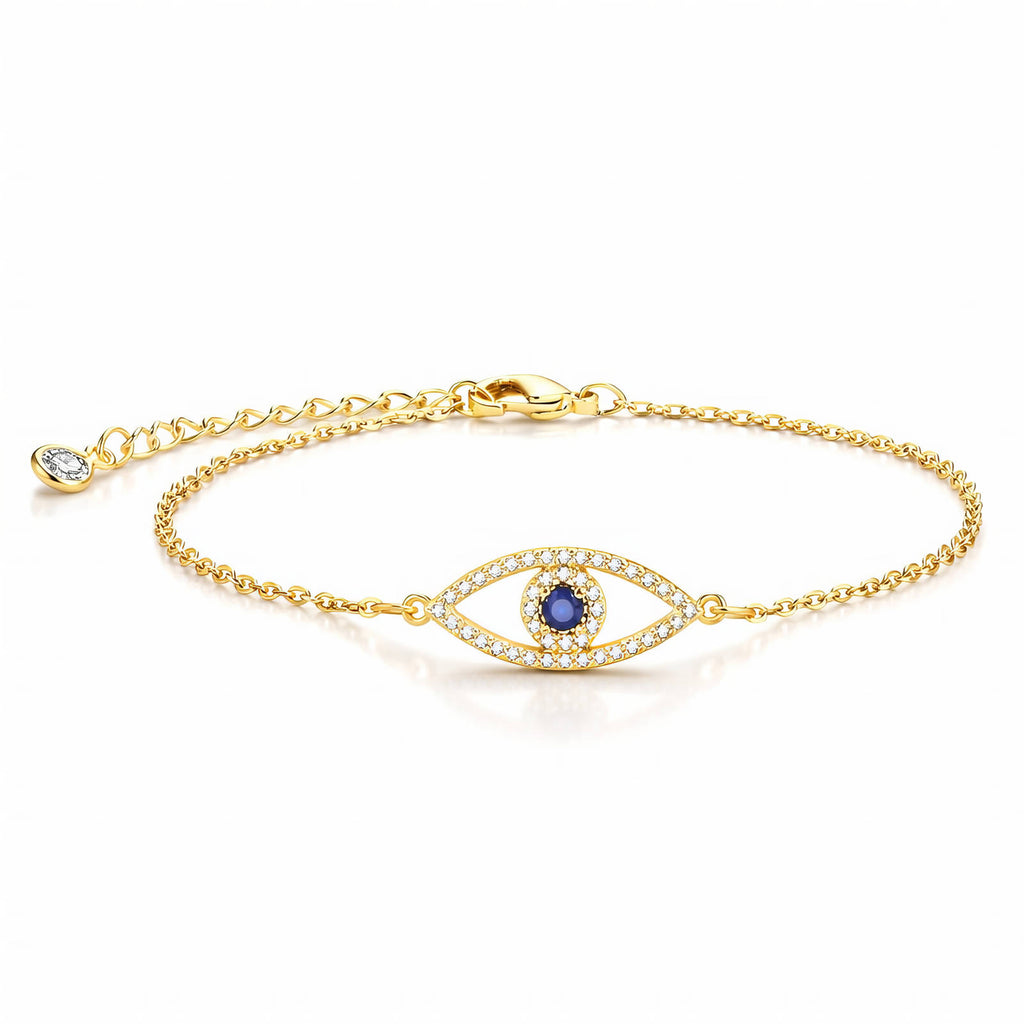 Evil Eye Bracelet, 18K Gold Plated Steel