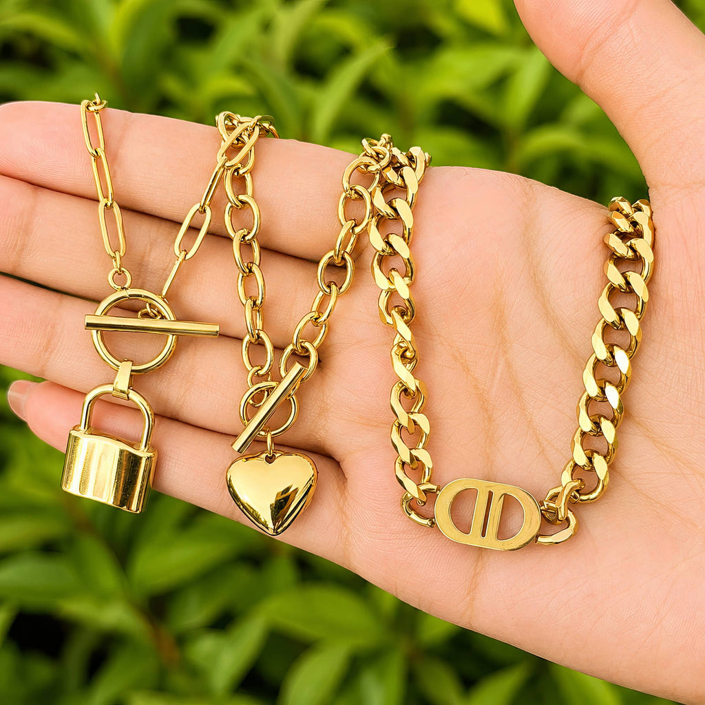 Necklace, 18K Gold Plated Steel