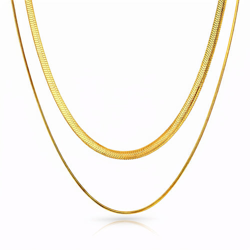Cleo Layered Minimalist Waterproof Gold Necklace for Women by VYRA Jewellery - waterproof tarnish-resistant gold necklace