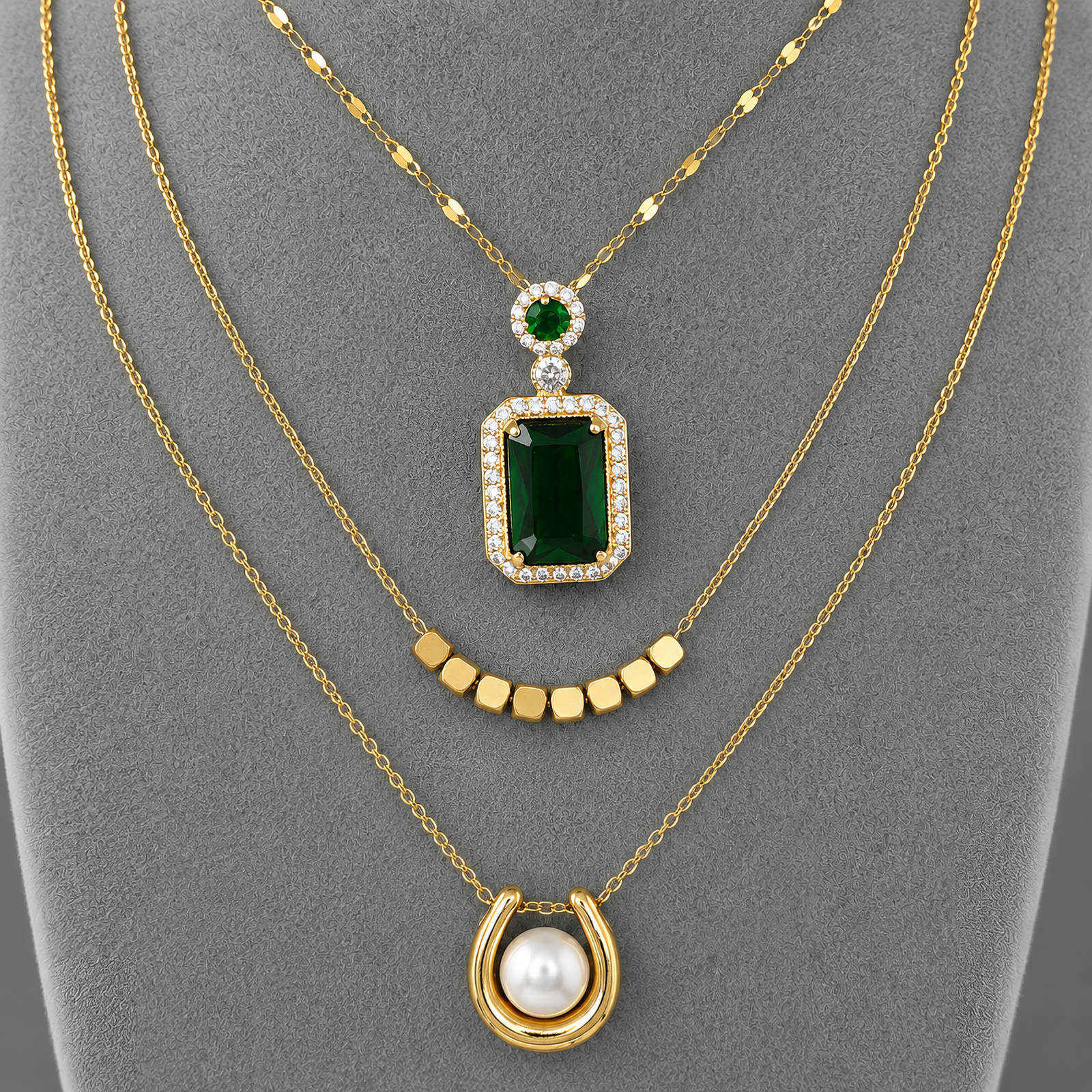 Necklace, 18K Gold Plated Steel