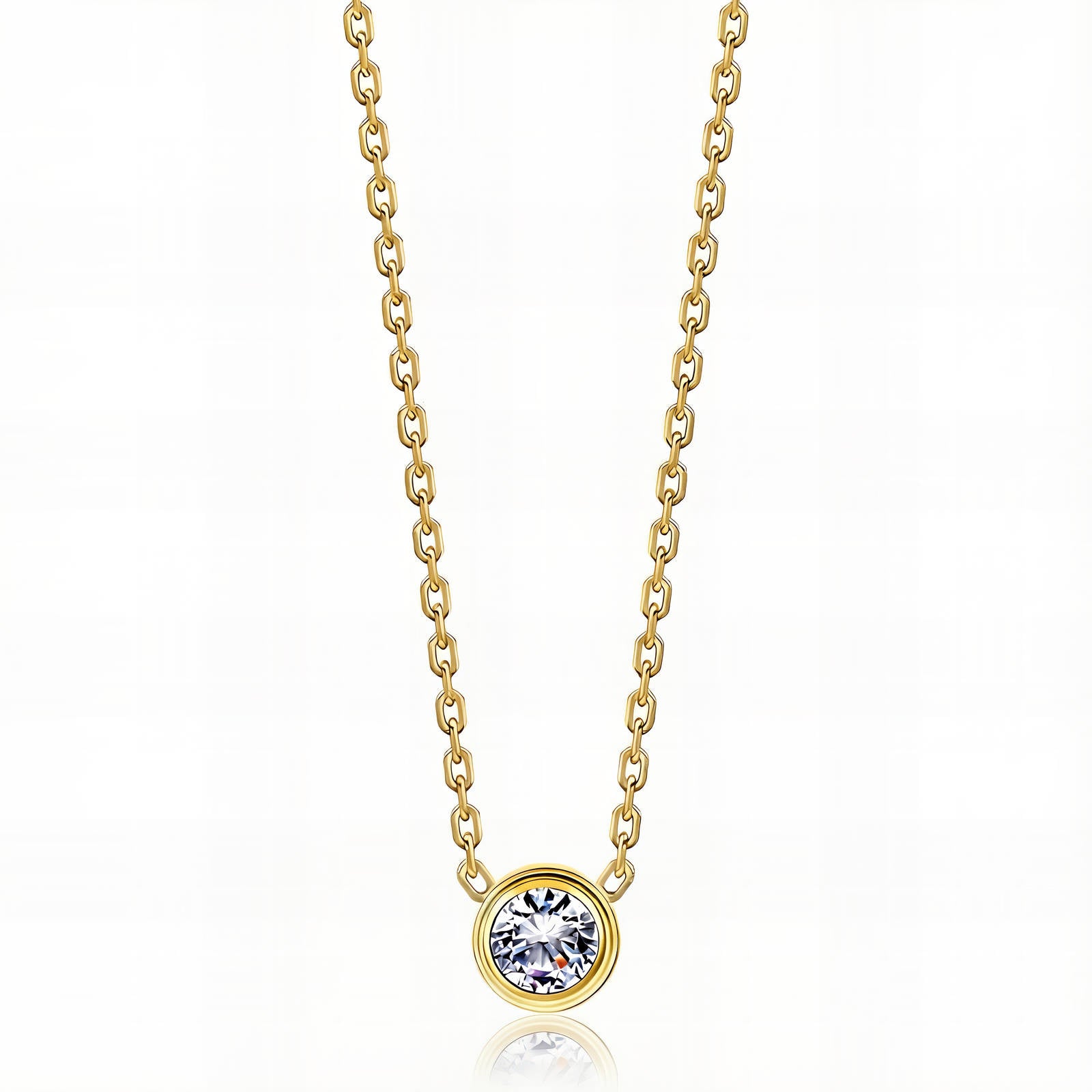 Round Brilliance Bezel Pendant on Cable Chain
