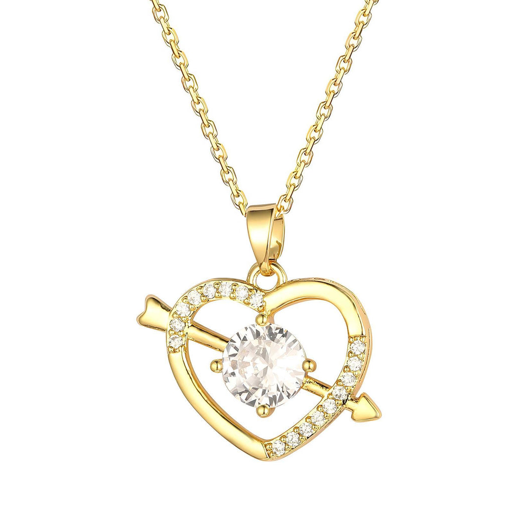 Heart Necklace, 18K Gold Plated Steel