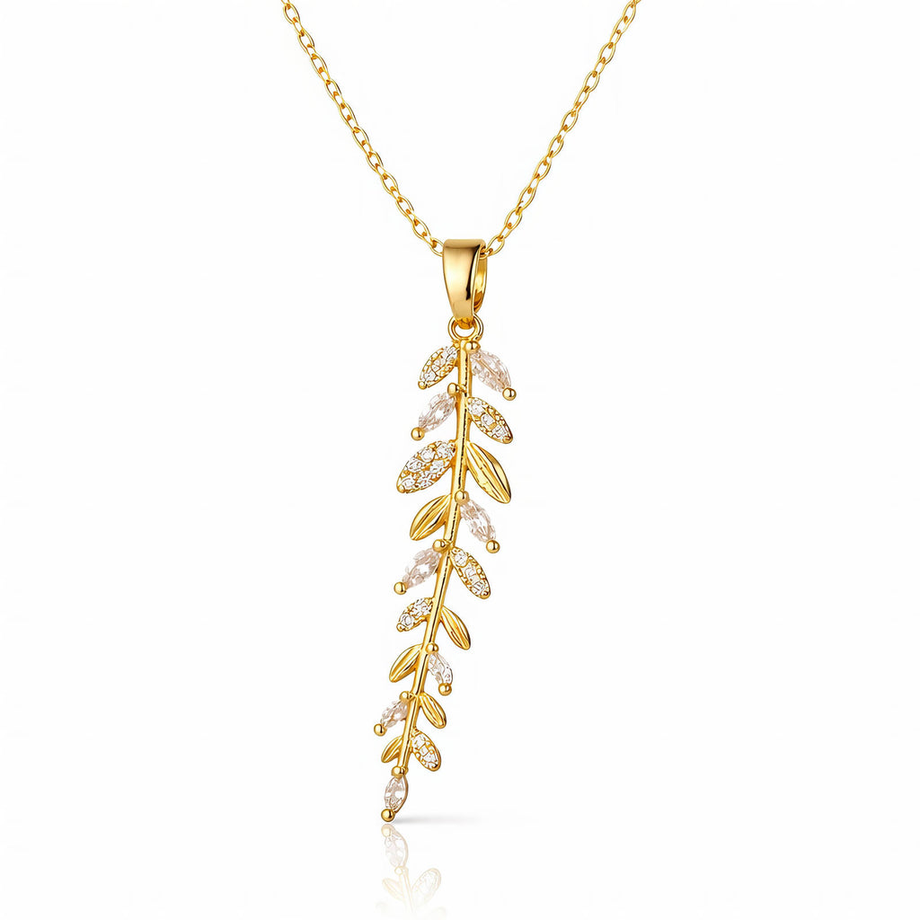 Leaves Necklace, 18K Gold Plated Steel