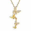 Butterflies Necklace, 18K Gold Plated Steel