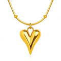 Gold Sculptural Polished Puffy Heart Necklace - waterproof tarnish-free hypoallergenic necklace by VYRA
