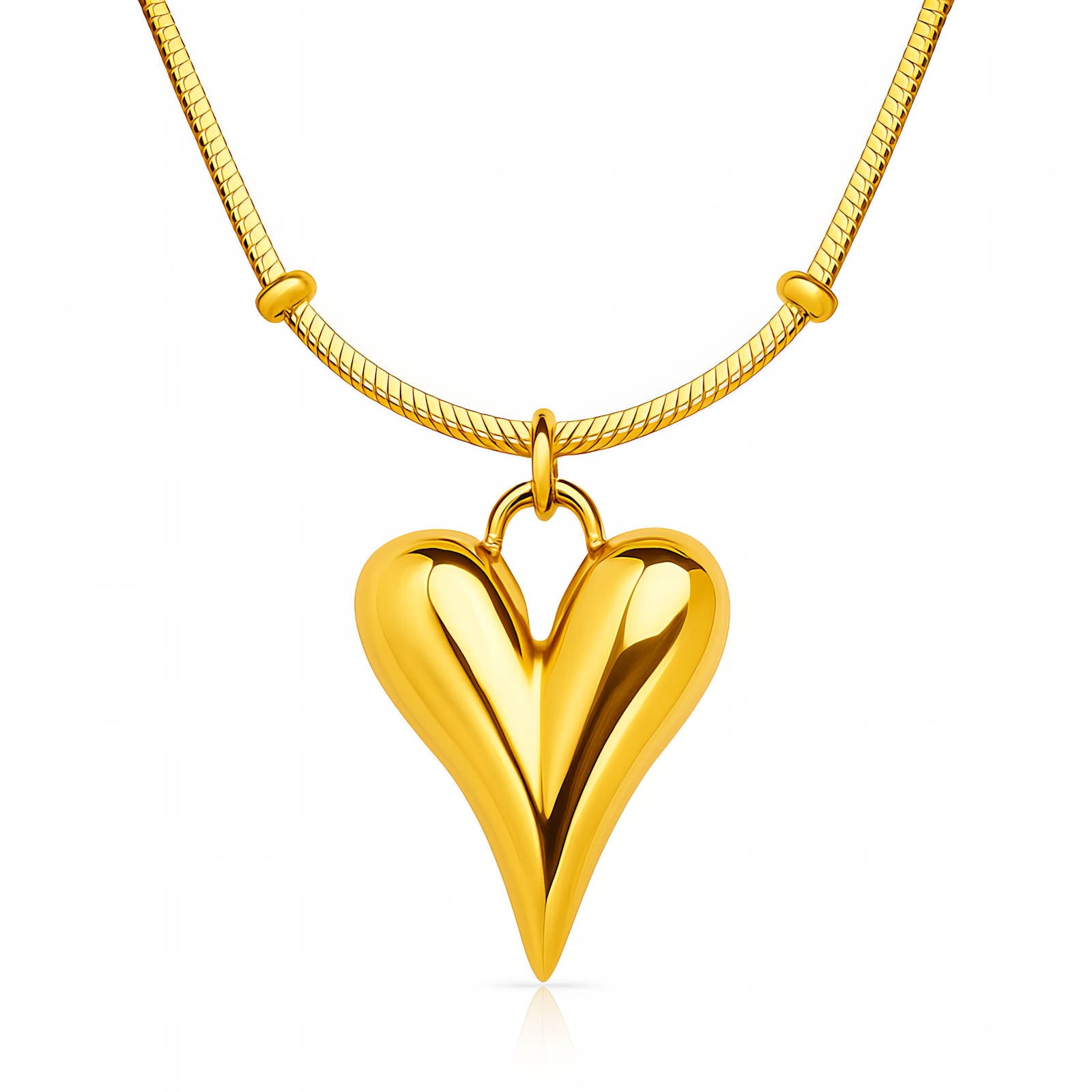 Sculptural Polished Puffy Heart Necklace