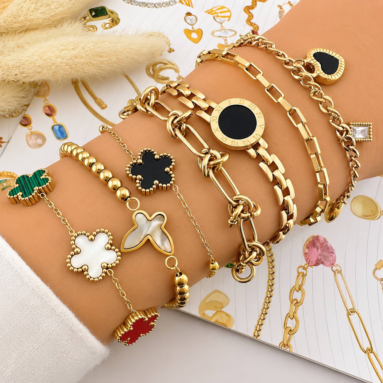 Bracelet, 18K Gold Plated Steel