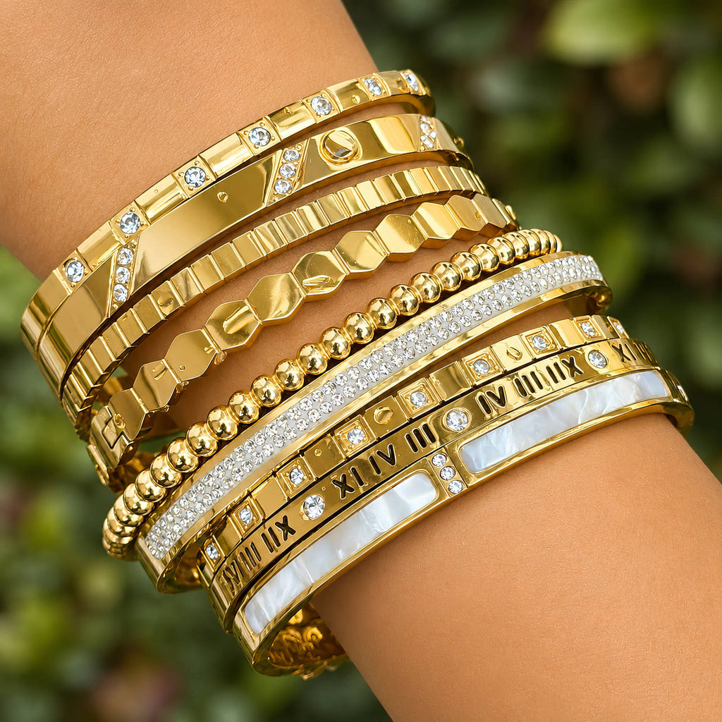 Hearts Bracelet, 18K Gold Plated Steel