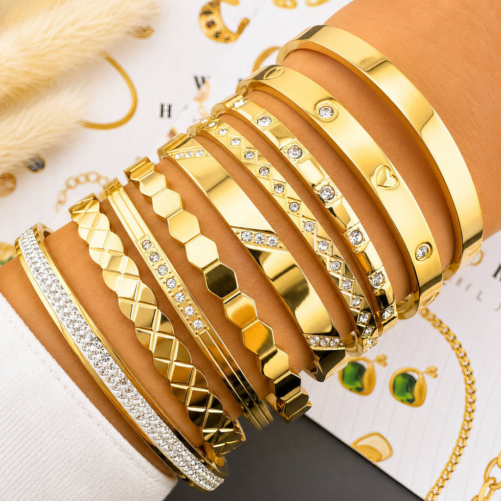 Bracelet, 18K Gold Plated Steel