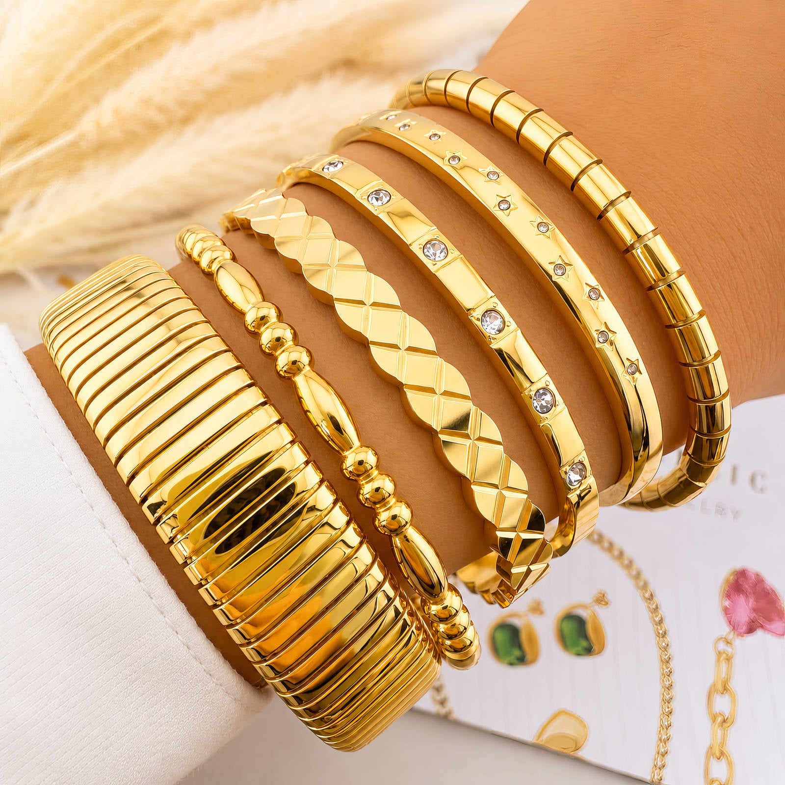 Bracelet, 18K Gold Plated Steel