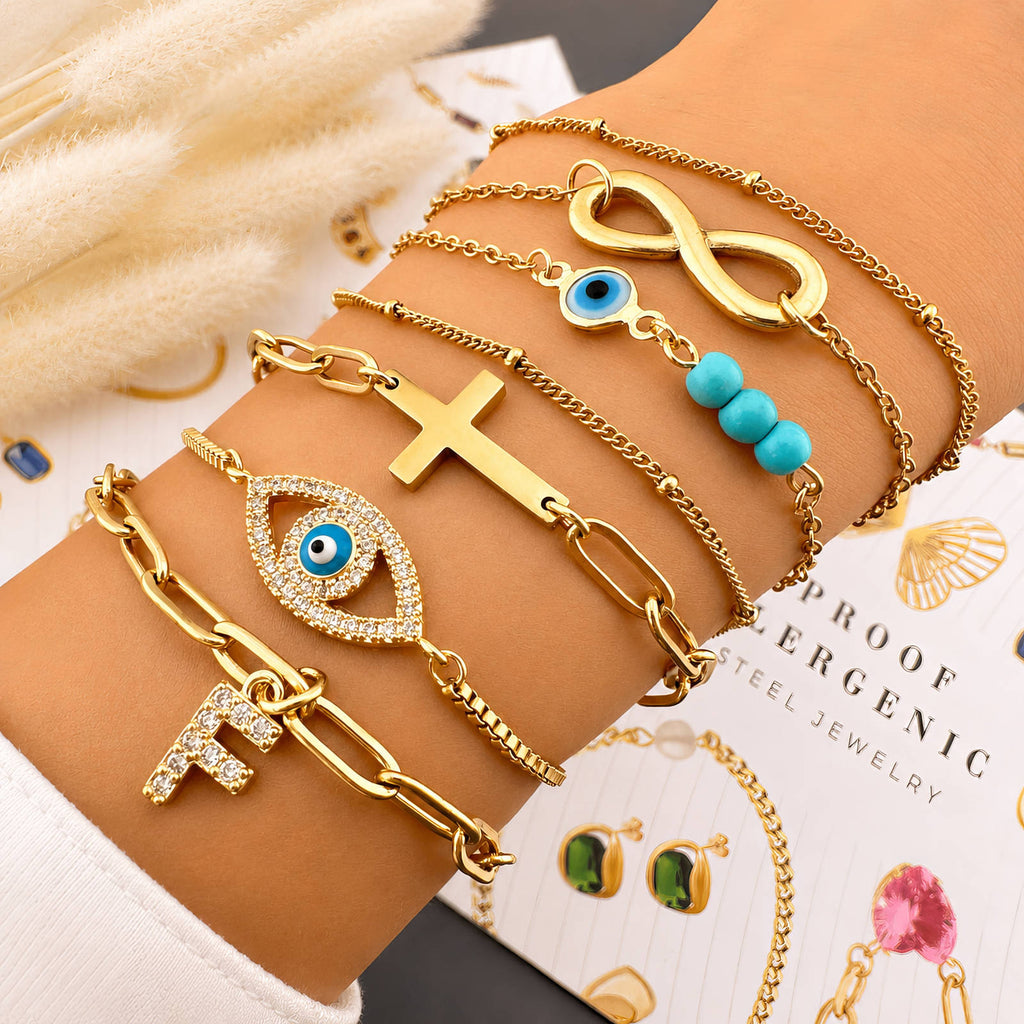 Crosses Bracelet, 18K Gold Plated Steel
